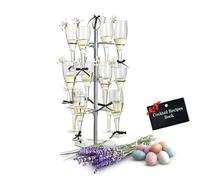 Cocktail Tree Stand, Metal Drink Tower, 3 Tier - 12 Holders For Champagne, Martini, Margarita Cups (Silver)
