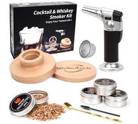 Cocktail Whiskey Smoker Kit with Torch, Old Fashioned Bourbon with 4 Flavored Smoking Wood Chips, Drink Smoker Infuser Kit Gifts for Cocktail Lovers, Men, Dad, Husband, Boss, Boyfriend (No Butane)