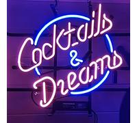 Cocktails and Dreams Real Glass Handmade Neon Light Sign Home Beer Bar Pub Recreation Room Game Room Windows Garage Wall Store Sign (Cocktails and Dreams 17"x14")