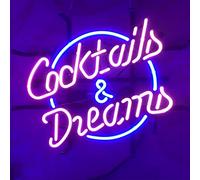 COCKTAILS and DREAMS Real Glass Neon Light Sign Home Beer Bar Pub Recreation Room Game Room Windows Garage Wall store Sign (17"x14" Large)