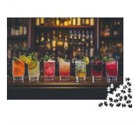 Cocktails for Every Taste 1000-Piece Puzzle for Adults, 38x26cm/1000pcs, A Quiet Challenge for Solo Leisure Time; Low-dust White Cardboard Pieces