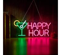 Cocktails Happy Hour Neon Sign for wall décor with Dimmable Switch LED Neon Signs Bedroom Beer Bar Neon Light Sign Hotel Party Club Office Art Lights.