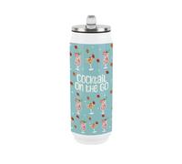 Cocktails on The Go Drinking Flask with Built in Straw - Summer Bar Gift - Reusable Stainless Steel Cold Drinks Travel Mug 500ml (17 fl oz)