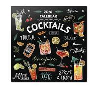 Cocktails Wall Calendar 2026 12" x 12" FSC® Plastic Free - Starts Week On Sunday | Family Planner Calendar 2026