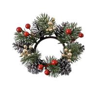 CocMouse Christmas Candle Rings Wreath Artificial Pine Cone Wreath Pillar Candle Garland for Rustic Wedding Centerpiece Christmas Table Decoration for Front Door (Red, One Size)