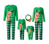 CocMouse Christmas Family Matching Pajamas Sets Christmas PJ's Letter Print Top and Plaid Pants Jammies Sleepwear for the Whole Family Holiday Pjs Christmas (Women, L, A Green)