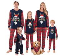 CocMouse Christmas Family Matching Pajamas Sets Christmas PJ's Letter Print Top and Plaid Pants Jammies Sleepwear for the Whole Family Holiday Pjs Christmas (Kid, 6-7 Years, B Red)