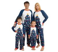 CocMouse Christmas Family Matching Pajamas Sets Christmas PJ's Letter Print Top and Plaid Pants Jammies Sleepwear for the Whole Family Holiday Pjs Christmas (Baby, 9-12 Months, D Blue)