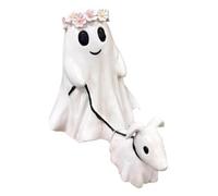 CocMouse Ghost Walking His Ghost Dog Halloween Ghost Dog Statues Spooky Ghost Dog Halloween Figurine Home Tabletop Decor (B, 15CM)