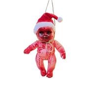 CocMouse Halloween Creepy Dolls, Bloody Haunted Doll Scary Hanging Zombie Dolls With Rope,Halloween Scary Horror Decor (Red Christmas Boy, 16 * 8 * 21cm)