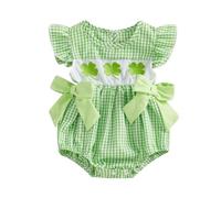 CocMouse My First St. Patrick's Day Baby Girl Outfit Clover Bubble Romper Short Sleeve Bodysuit Newborn Irish Clothes 0-18M (Green, 3-6 Months)