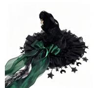 CocMouse Pointed Witch Hats for Women Wizard Hat with Lace Trim Halloween Costume (B-Green, One Size)