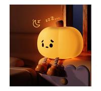 CocMouse Pumpkin Night Light,Cute Halloween Nightlight Silicone Rechargeable 3 Level Dimmable Night Lamp for Halloween (Orange, 3.74''*3.74''*3.31'')