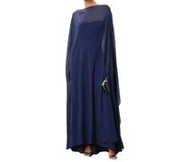 CocMouse Sheer High Neck Chiffon Cape Shawl for Womens Fairy Flowy Floor-Length Wrap Shawls for Formal Evening Dress Outfits (Deep Blue, One Size)