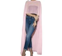 CocMouse Sheer High Neck Chiffon Cape Shawl for Womens Fairy Flowy Floor-Length Wrap Shawls for Formal Evening Dress Outfits (D-Pink, One Size)