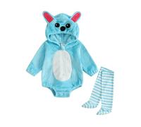 CocMouse Toddler Baby Boy Halloween Monster Costume Cute Fuzzy Warm Long Sleeve Zipper Hooded Jumpsuit Infant Cosplay Outfit (B-Blue, 12-18 Months)