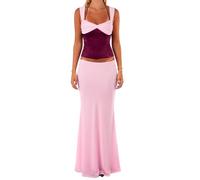 CocMouse Two Piece Sets For Women Sleeveless Cami Crop Top High Waist Bodycon Long Skirt 2 Piece Summer Y2K Vacation Set (Pink, S)