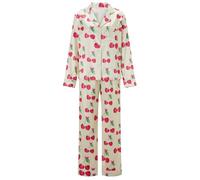 CocMouse Women 2 Piece Pajamas Sets Cherry Print Button Down Long Sleeve Wide Leg Fruit Set Cute Pjs Y2K Loungewear Sleepwear (Yellow Cherry, L)