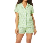 CocMouse Women Cute Pajama Sets Rabbit Heart Printed Pajamas 2 Piece Button Down Shorts Set Y2k Loungewear Pjs for Easter Jammies Slumber Party (Green, S)