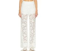 CocMouse Women’s High Waist Lace Sheer Mesh Pants Sexy See Through Flare Bell Trouser Y2K Wide Leg Club Grunge Bottoms (Ivory, M)