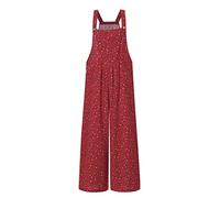 CocMouse Womens Dual Pocket Jumpsuit Loose Summer Rompers Suspender Wide Leg Overalls Boho Adjustable Straps Harem Pants (Wine red, L)