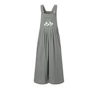 CocMouse Womens Dual Pocket Jumpsuit Loose Summer Rompers Suspender Wide Leg Overalls Boho Adjustable Straps Harem Pants (Grey, L)
