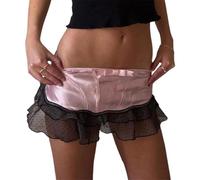CocMouse Women's Leopard Print Mini Skirt Vintage Lace Ruffle Skirt Layered A Line Y2K Short Skirts 90s E-Girl Clubwear (Pink, S)