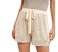CocMouse Women's Sequins Rave Shorts Drawstring Loose A Line Trendy Pants Sparkly Clubwear Night-Out Casual Pajama Bottoms (Champagne, M)