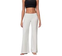 CocMouse Womens Y2k Flare Leggings Fold Over Yoga Pants Wide Leg Beach Pants Foldover Waist Bootcut Sweatpants Bell Bottom (White, S)