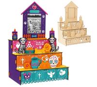 COcnny Day of the Dead Altar Ofrenda - Wooden Shadow Box Photo Frame Set | Dia De Los Muertos Memorial Altar Decorations, Skull Candle House Tabletop Ofrenda Set, Pet Remembrance Display Decor for Dog