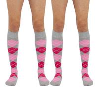 Coco and Hazel Golf Socks - Unisex Long Knee High Argyle Socks for Men and Women 2 Pairs Pack - Cotton Horse Riding Pub Golf Socks 8-11, 211