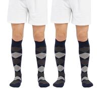 Coco and Hazel Golf Socks - Unisex Long Knee High Argyle Socks for Men and Women 2 Pairs Pack - Cotton Horse Riding Pub Golf Socks 8-11, 204