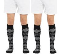 Coco and Hazel Golf Socks - Unisex Long Knee High Argyle Socks for Men and Women 2 Pairs Pack - Cotton Horse Riding Pub Golf Socks 4-7, 105