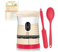 Coco Bird Pro Sourdough Starter Kit- 50oz Large Capacity Sourdough Starter Jar, 17 Flavorful Fermentation Recipes, Sourdough Bread Baking Supplies for Making Delicious Sourdough Breads(Red, 1Set)