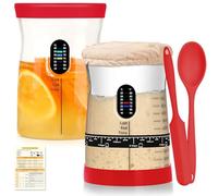 Coco Bird Pro Sourdough Starter Kit- 50oz Large Capacity Sourdough Starter Jar, 17 Flavorful Fermentation Recipes, Sourdough Bread Baking Supplies for Making Delicious Sourdough Breads(Red, 2Set)