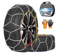 COCO BIRD Snow Chains, Wear-Resistant High Carbon Steel Anti Slip Tire Chain for Passenger Cars, Pickups, and SUVs, Set of 2 (KN130)