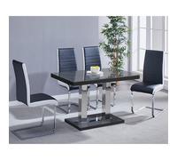 coco black gloss dining table 4 symphony black white chairs