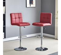 coco bordeaux faux leather bar stools with chrome base in pair