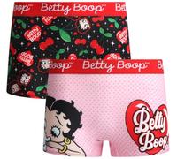 COCO BRANDS Betty Boop Womens Boyshorts Underwear 2 Pack, Black/Pink Betty Boop Print, L