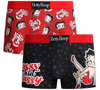 COCO BRANDS Betty Boop Womens Boyshorts Underwear - 2 Pack Seamless Soft Boy Shorts Boxers for Women with Elastic Waistband, Red/Black Betty Boop Print, XL