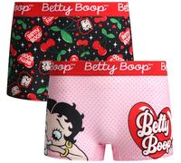 COCO BRANDS Betty Boop Womens Boyshorts Underwear - 2 Pack Seamless Soft Boy Shorts Boxers for Women with Elastic Waistband, Black/Pink Betty Boop Print, L