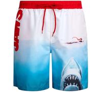 Coco Brands Jaws Men's Swim Trunks with Mesh Lining, Elastic Waistband, Drawstring & Side Pockets/Swimwear Board Shorts, Swimmer Poster, L