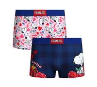 COCO BRANDS Peanuts Snoopy Womens Boyshorts Underwear - 2 Pack Soft Seamless Womens Boy Shorts Boxers with Elastic Waistband, Pink/Plaid Snoopy Chillin, M