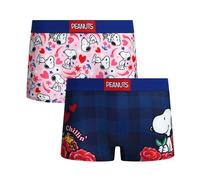 COCO BRANDS Peanuts Snoopy Womens Boyshorts Underwear - 2 Pack Soft Seamless Womens Boy Shorts Boxers with Elastic Waistband, Pink/Plaid Snoopy Chillin, S