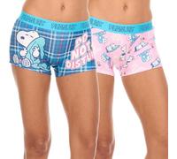 COCO BRANDS Rick and Morty Womens Boyshorts Underwear - 2 Pack Snoopy Bratz Betty Boop Tweety Boy Shorts Boxers for Women, Blue Plaid/Pink Snoopy Do Not Disturb Print, L