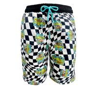 COCO BRANDS Scooby-Doo Men's Swim Trunks with Mesh Lining, Elastic Waistband, Drawstring & Side Pockets/Board Shorts, Optic Check Mystery Machine, L