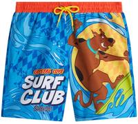 COCO BRANDS Scooby-Doo Men's Swim Trunks with Mesh Lining, Elastic Waistband, Drawstring & Side Pockets/Board Shorts, Blue Scooby Surfing Print, L