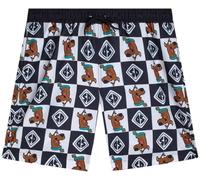 COCO BRANDS Scooby-Doo Men's Swim Trunks with Mesh Lining, Elastic Waistband, Drawstring & Side Pockets/Board Shorts, Black & White Checkerboard Graphic Print, M