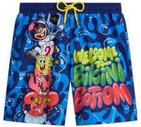 Coco Brands Spongebob Squarepants Mens Swim Trunks - Mesh Lining Drawstring & Pockets Mens Swim Shorts (Sizes M-XL), Blue Spongebob Characters Print, L