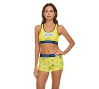 Coco Brands SpongeBob SquarePants Womens Sports Bra Set - 2 Piece Sports Bra and Boxer Briefs Underwear Set for Women (S-XL), Spongebob Close Up, S